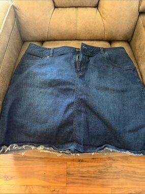 Cato Dark Blue Denim Mini Skirt with Frayed Hem